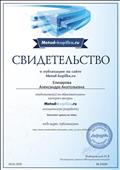 Свидетельство  о публикации на сайте Metod-kopilka.ru № 21630 03.01.2015